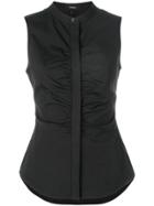 Theory Gathered Sleeveless Blouse - Black