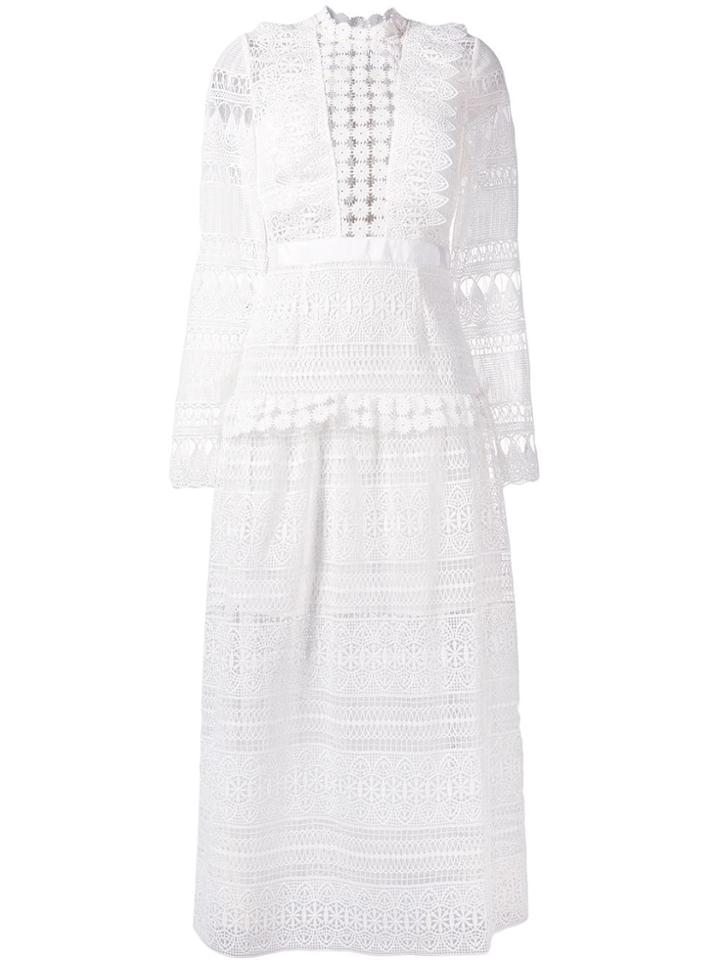 Self-portrait Guipure Lace Maxi Dress - White