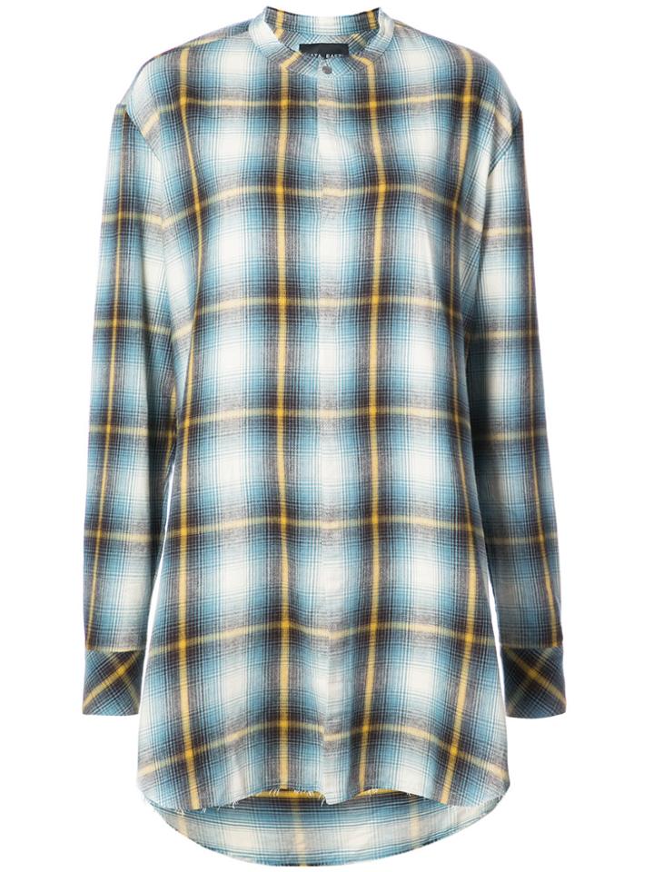 Baja East Plaid Collarless Shirt - Green