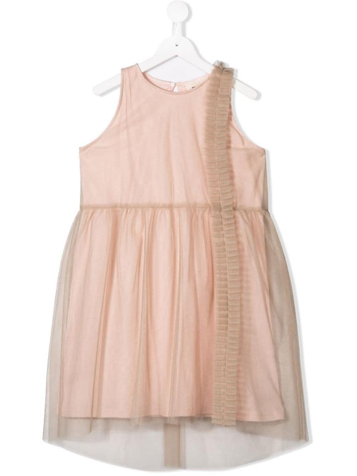 Douuod Kids Teen Tulle Layer Flared Dress - Pink