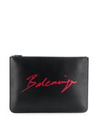 Balenciaga Signature Logo Everyday Pouch - Black