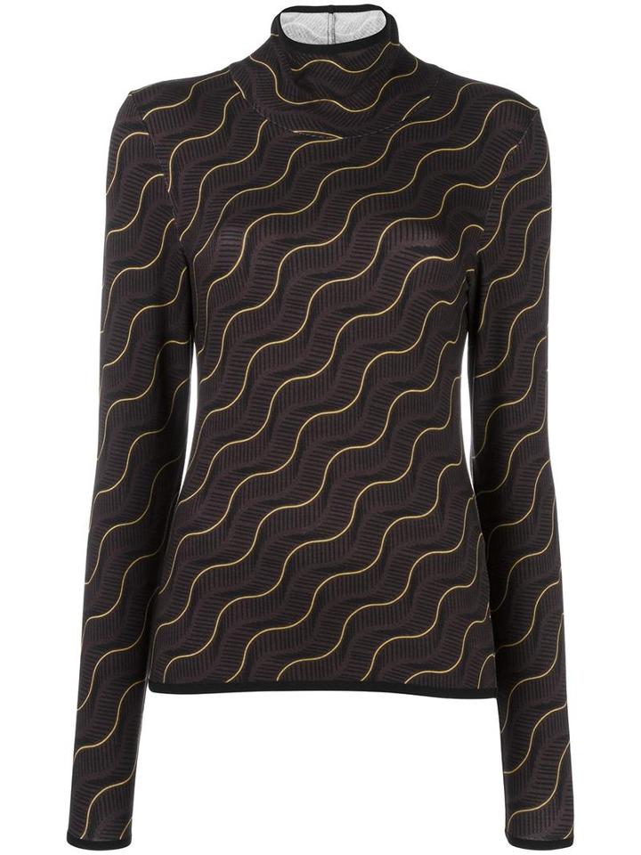Aalto Wavy Print Sweater, Women's, Size: 36, Brown, Viscose/spandex/elastane