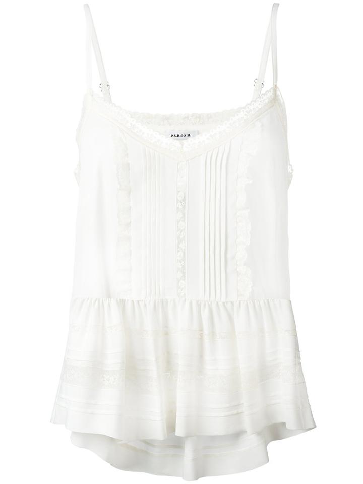 P.a.r.o.s.h. Anja Top, Size: Medium, White, Acetate/silk/cotton/polyamide