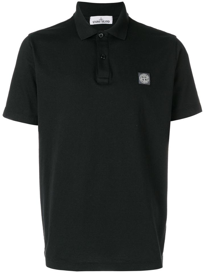 Stone Island Logo Patch Polo Shirt - Black