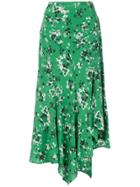 Veronica Beard Floral Print Midi Skirt - Green