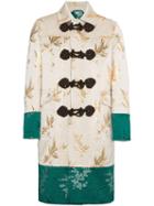 Gucci Jacquard Coat With Dragon Embroidery - Neutrals