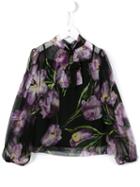 Dolce & Gabbana Kids Floral Print Chiffon Blouse, Girl's, Size: 10 Yrs, Black