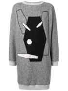 Julien David Embroidered Sweater Dress - Grey