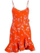 Nicholas Floral Ruffle-trim Dress - Orange