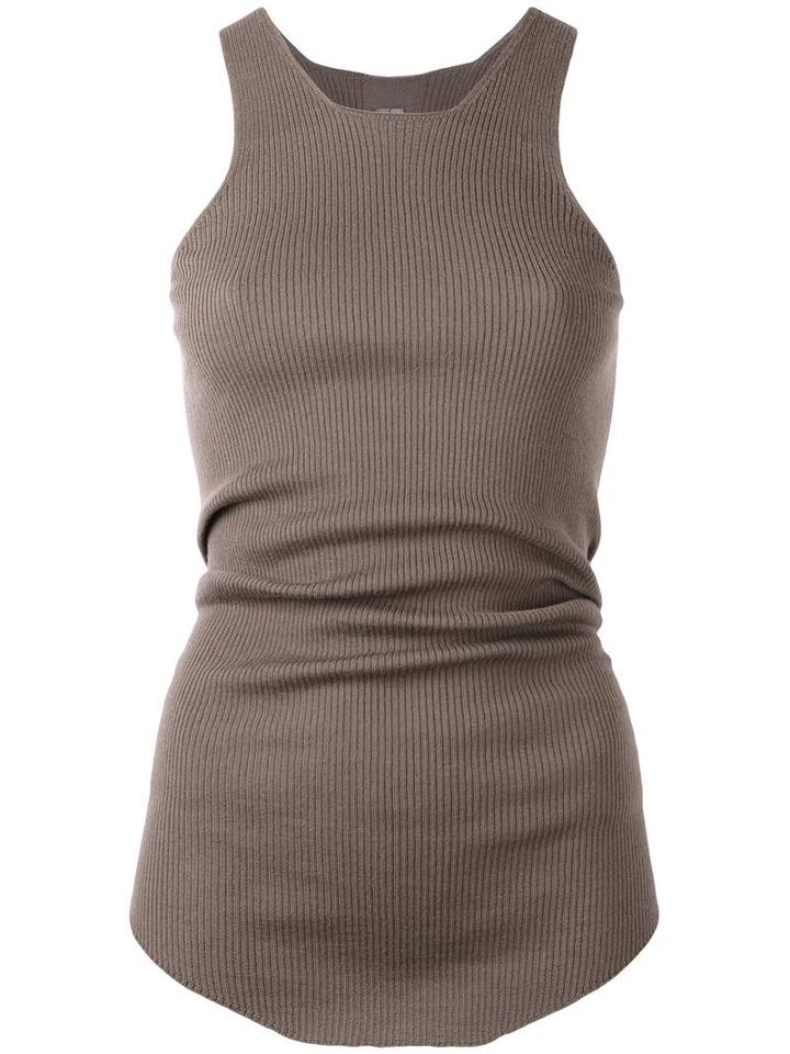 Rick Owens Curved Hem Tank Top, Size: Small, Brown, Virgin Wool