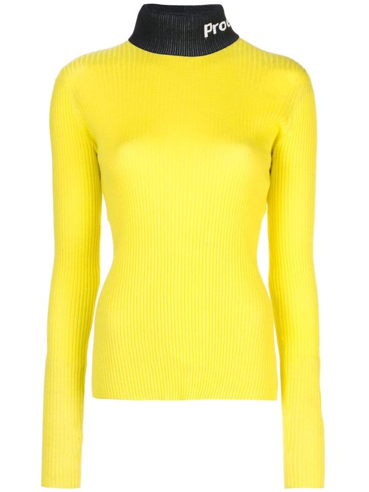 Proenza Schouler Pswl Logo Knit Long Sleeveturtleneck Top - Yellow