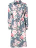 Junya Watanabe Floral Print Shirt Dress - Blue