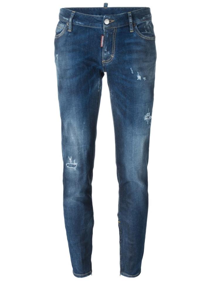 Dsquared2 Skinny Medium Waist Jeans, Women's, Size: 42, Blue, Cotton/spandex/elastane/polyester