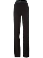 Halston Heritage High Waist Wide Leg Trousers, Women's, Size: 6, Black, Polyester/viscose/lamb Skin