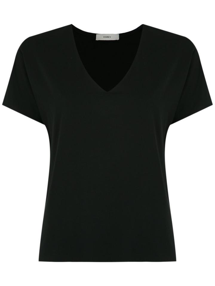 Egrey - V-neck Top - Women - Spandex/elastane/viscose - 46, Black, Spandex/elastane/viscose