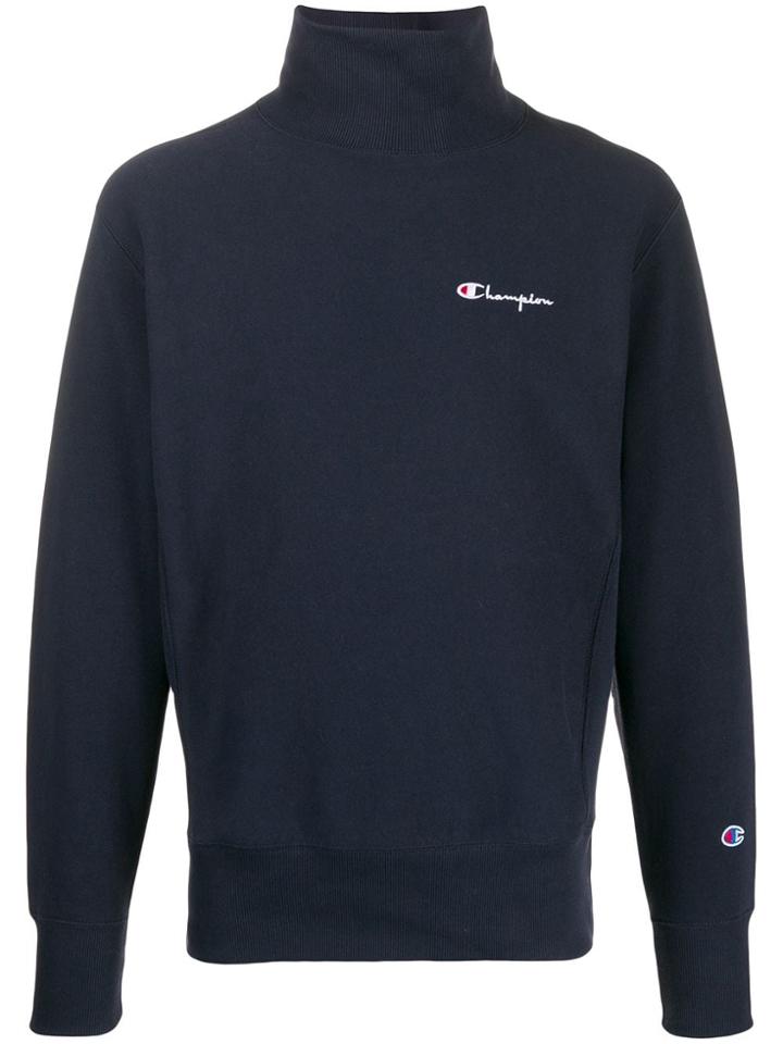 Champion Logo Turtle-neck Jumper - Blue