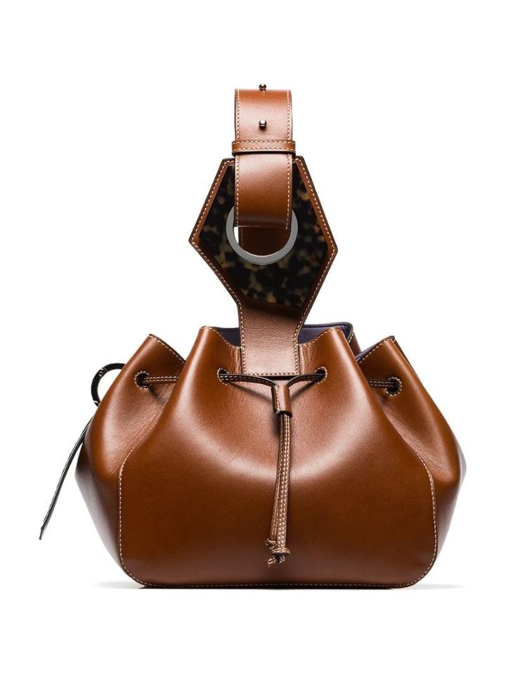 Ganni Small Drawstring Bracelet Bag - Brown