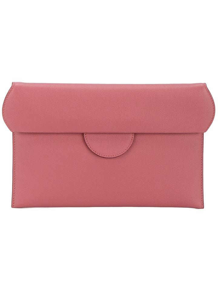 Roksanda Leather Fold-over Clutch Bag - Pink & Purple