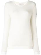 Moncler Crew Neck Knitted Sweater, Women's, Size: Medium, White, Polyamide/mohair/wool