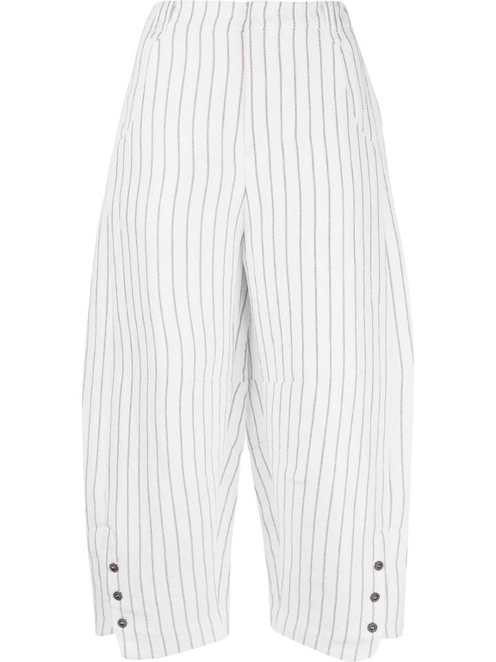 Renli Su Striped Cropped Trousers - White