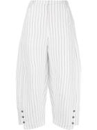 Renli Su Striped Cropped Trousers - White