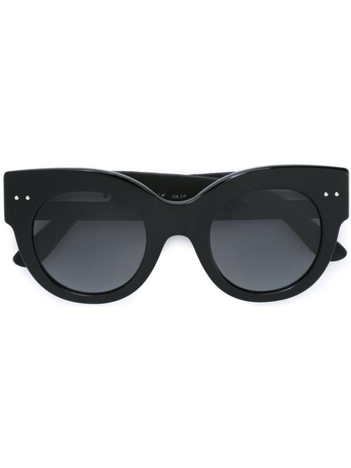 Bottega Veneta Eyewear Quilted Frame Sunglasses, Women's, Black, Leather/acetate