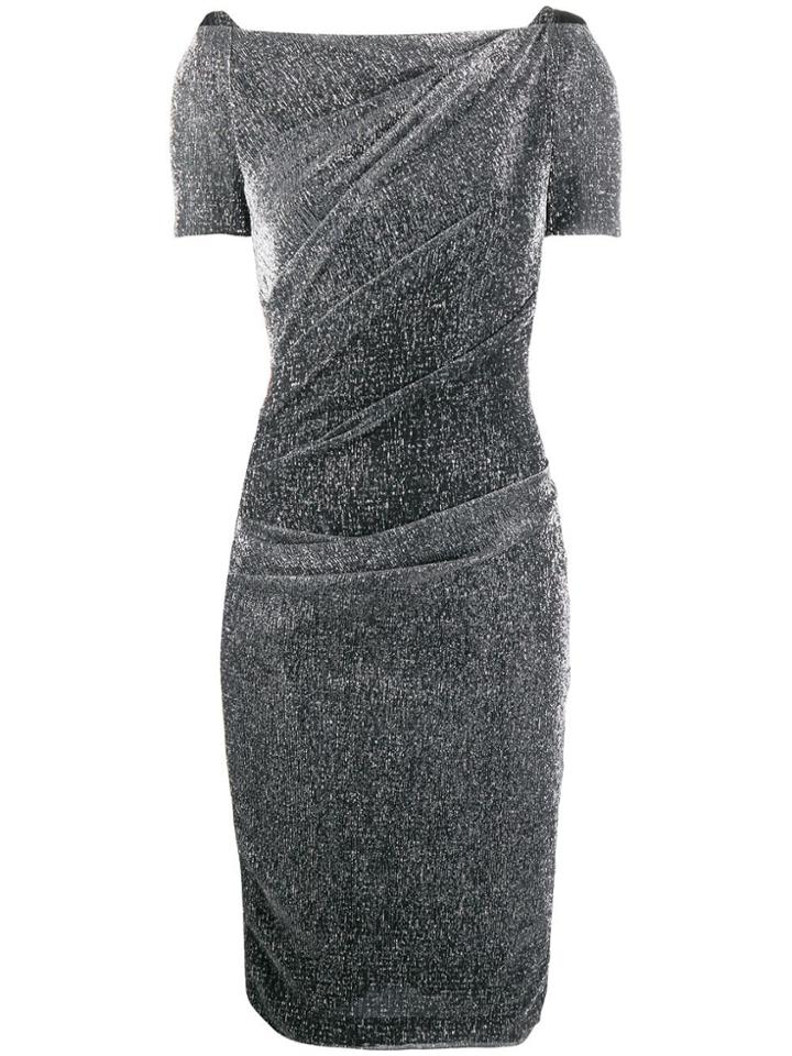 Talbot Runhof Metallic Ruched Dress