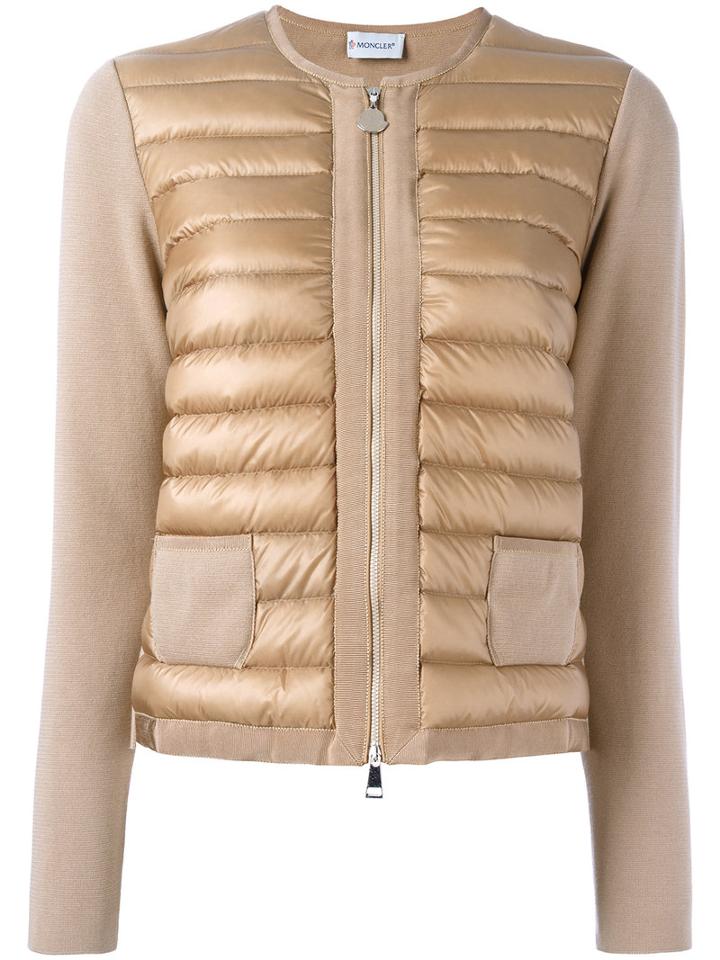 Moncler Quilted Panel Jacket, Women's, Size: Medium, Brown, Cotton/polyamide/feather/goose Down