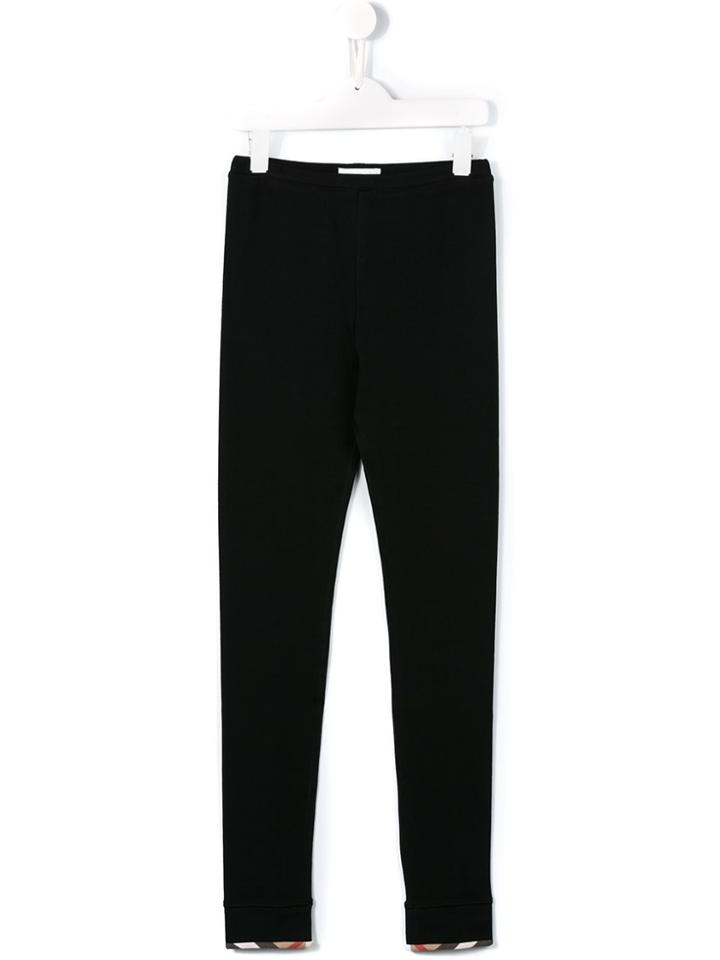 Burberry Kids Checked Cuff Leggings - Black