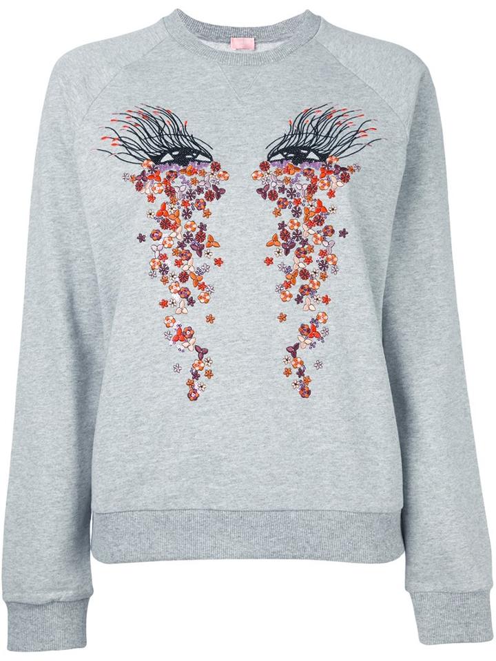 Giamba 'eyes' Print Sweatshirt, Women's, Size: 42, Grey, Cotton