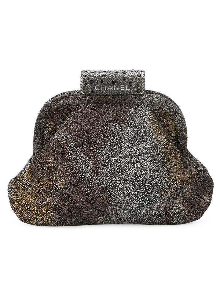 Chanel Vintage Degradé Clutch, Women's, Grey