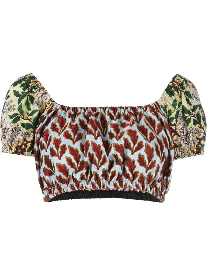 Philosophy Di Lorenzo Serafini Leaves Print Cropped Top, Women's, Size: 42, Polyester