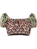 Philosophy Di Lorenzo Serafini Leaves Print Cropped Top, Women's, Size: 42, Polyester