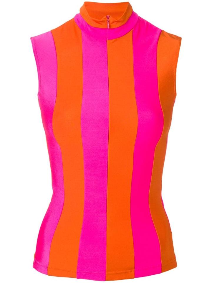 Issey Miyake Pre-owned Striped Turtleneck Tank - Pink