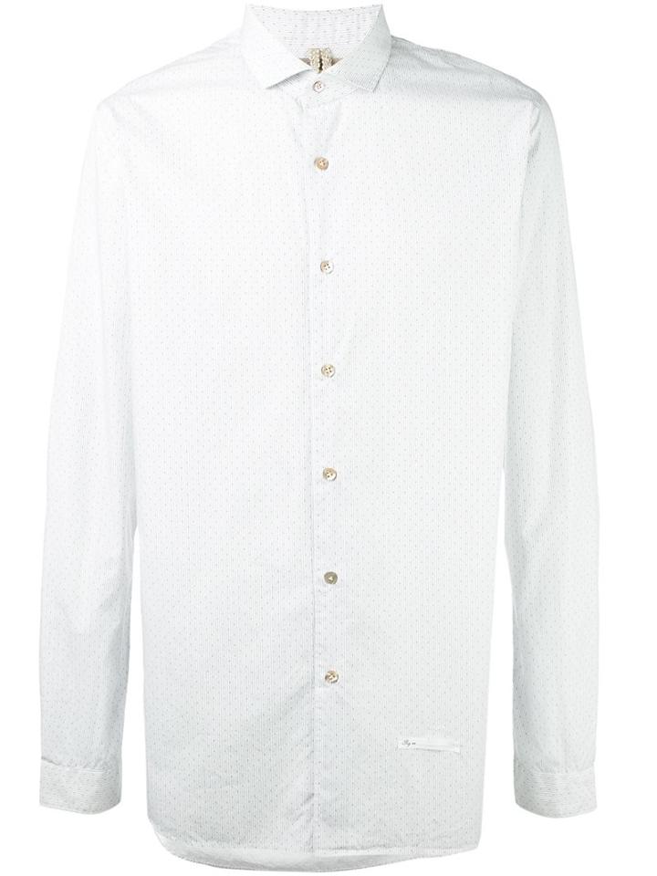 Dnl Printed Cut-away Collar Shirt, Men's, Size: 40, White, Cotton/polyamide