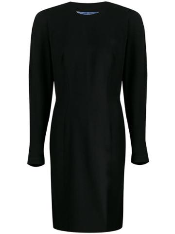Thierry Mugler Pre-owned Longsleeved Draped Back Dress - Black