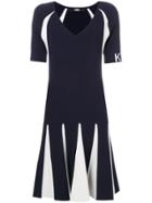 Karl Lagerfeld Contrasting Stitching Knit Dress - Blue