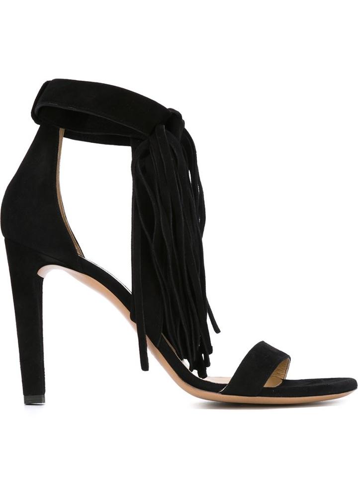 Chloé Fringed Sandals, Women's, Size: 36, Black, Suede/leather