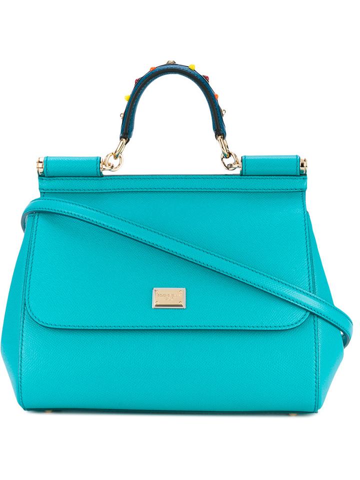 Dolce & Gabbana - Sicily Tote - Women - Calf Leather - One Size, Blue, Calf Leather