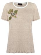 Andrea Bogosian Embroidered T-shirt, Women's, Size: Medium, Brown, Cotton