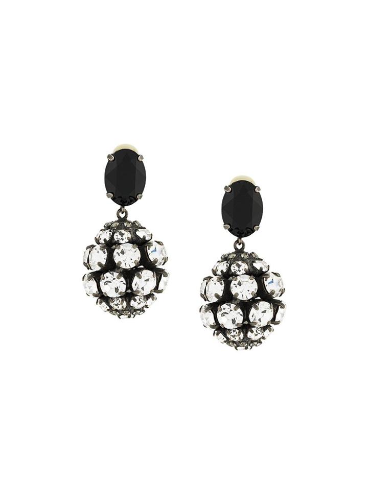Marni Crystal Embellished Clip On Earrings - Metallic