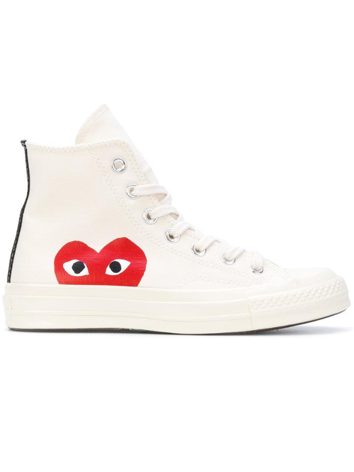 Comme Des Garçons Play Play Converse Hi Tops - White
