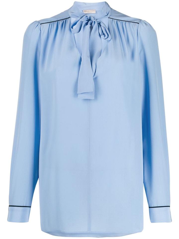 Emilio Pucci Pussy Bow Blouse - Blue
