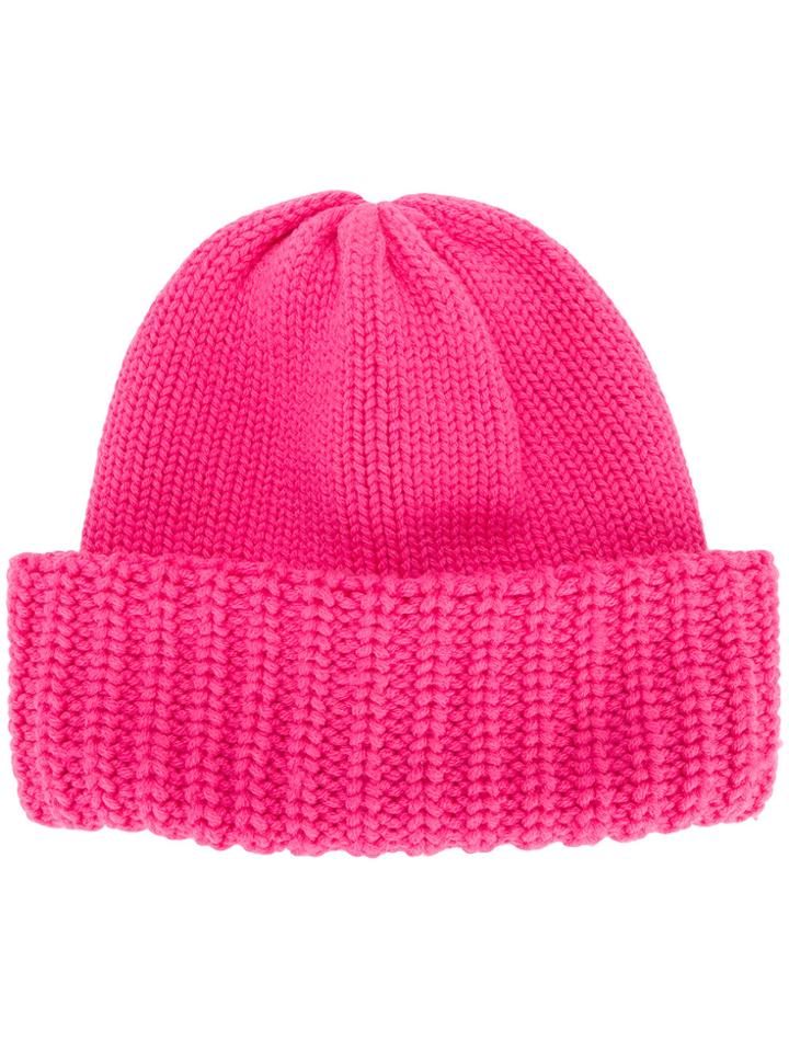 Laneus Ribbed Hem Beanie - Pink & Purple