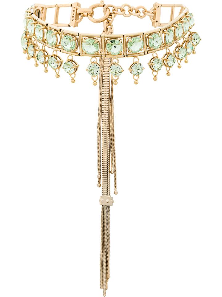 Prada Bejewelled Tassel Necklace - Metallic