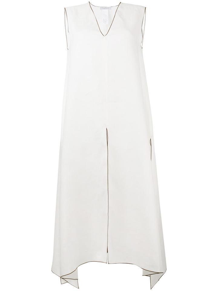 Max Mara V-neck Dress, Women's, Size: 40, White, Linen/flax