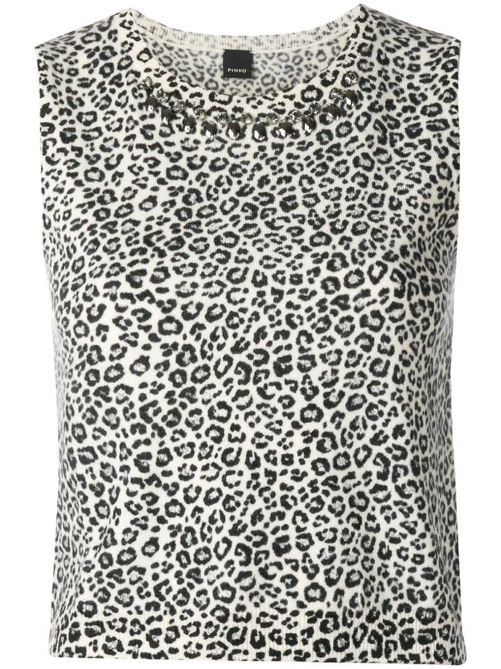 Pinko Leopard Print Sleeveless Top - Black