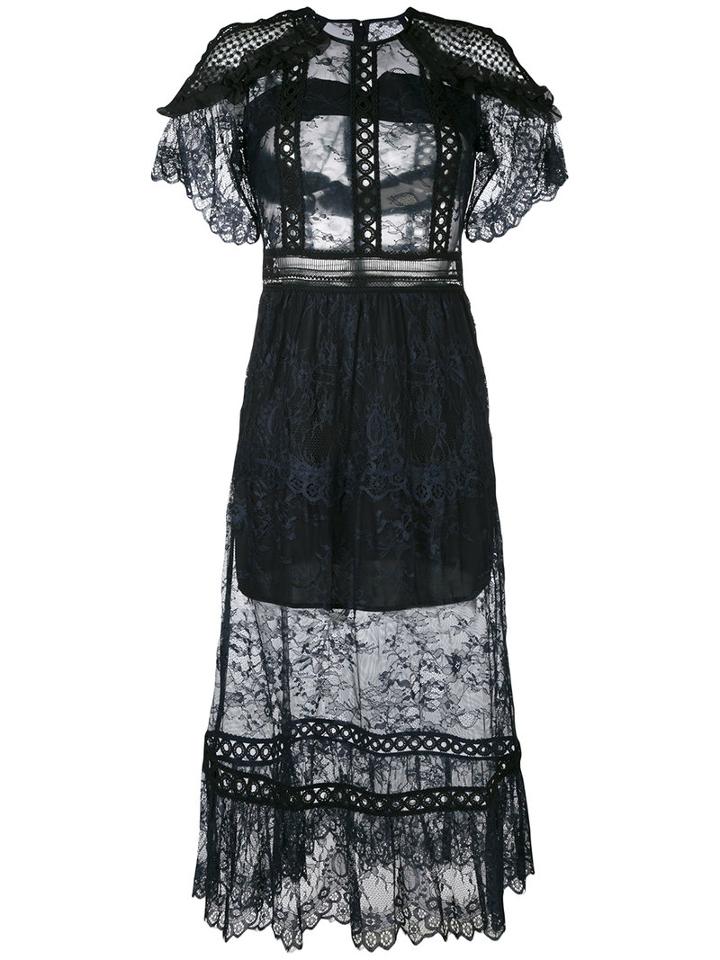 Lace-detail Shift Dress - Women - Polyamide/polyester - 8, Blue, Polyamide/polyester, Self-portrait