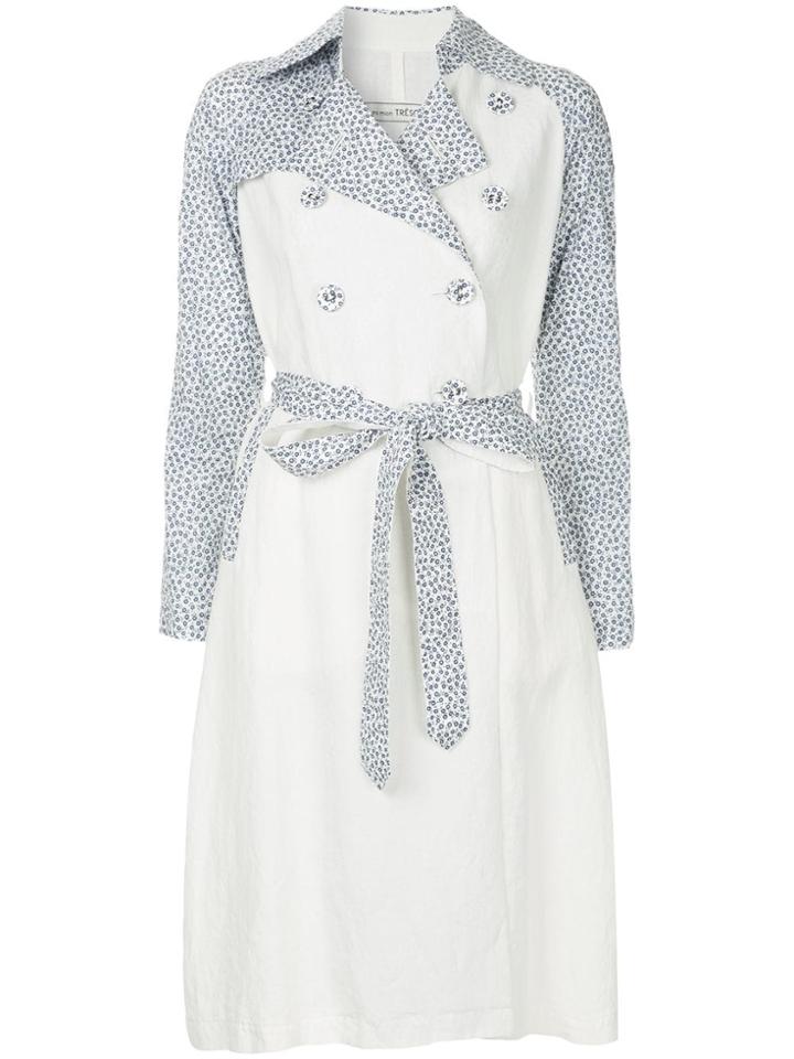 Tu Es Mon Trésor Flower Patterned Trench Coat - White