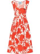 Prada Carnation Print Poplin Dress - Red